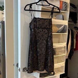 Free People Black Sequin Slip Dress